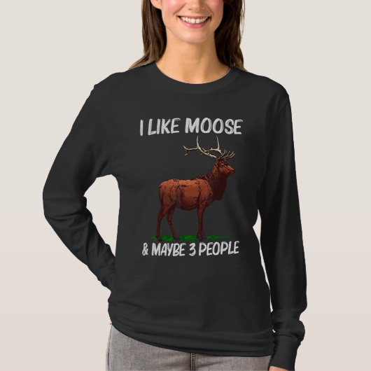 男性 女性 エルク 鹿 動物 ヘラジカ 1 Tシャツ (正面)