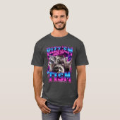 男性、女性、レトロファッションのためのRizz em withheism アライグマ Tシャツ (正面フル)