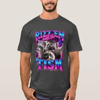 男性、女性、レトロファッションのためのRizz em withheism アライグマ Tシャツ