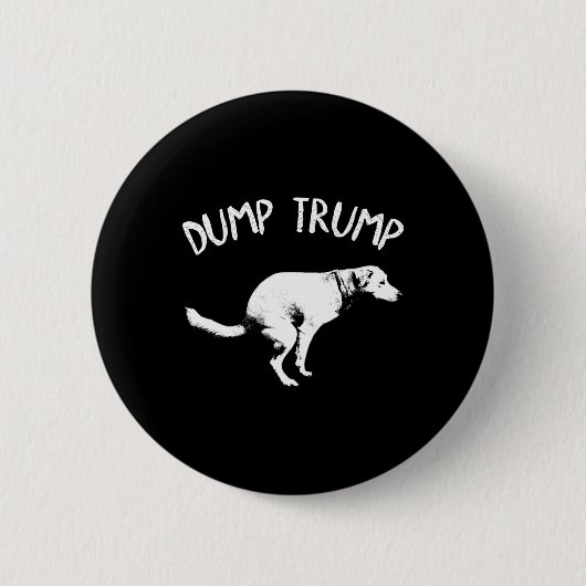 男性 女性 子供のためのトランプ氏を捨てる犬のうんち 缶バッジ (正面)