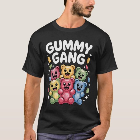 男性 女性 子供 にぴったりな面白いグミベアデザイン グミB Tシャツ (正面)