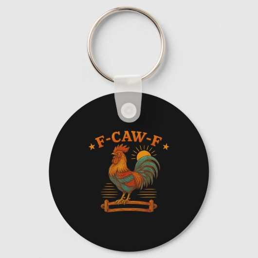 男性 女性 子供 向け 面白い おんどり ミーム F-caw-f ひよこ キーホルダー (正面)