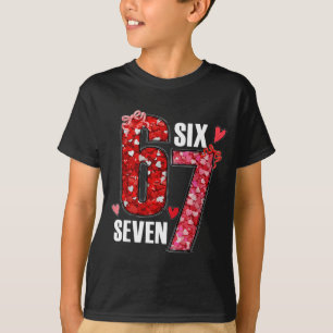 男性 女性 子供 向け 面白い 6 7 メ メッセージ バレンタイン Tシャツ
