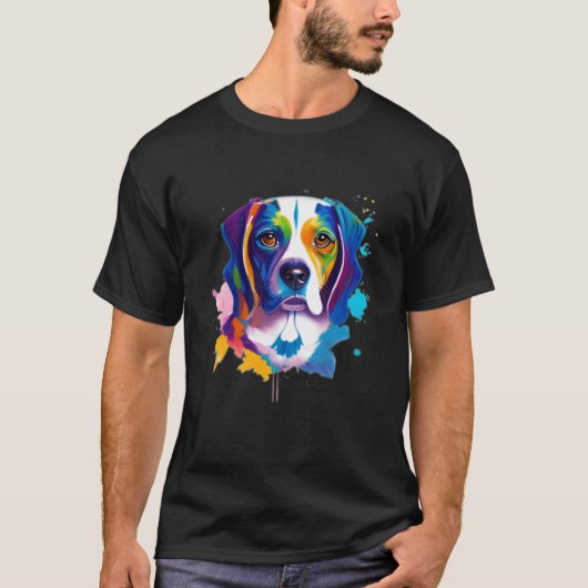 男性 女性 子供 用 ウォーターカラー ビーグル 犬 1 Tシャツ (正面)