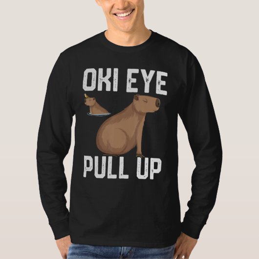 男性 女性 少女 向け oki 目の引き上げ カピバラ メメ tシャツ (正面)