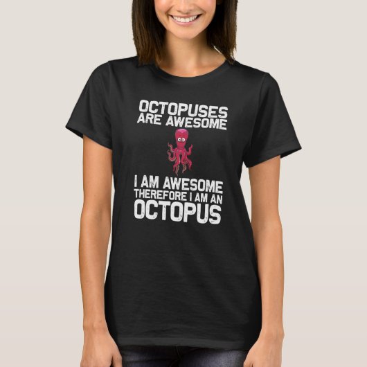 男性 女性 海の生き物 海洋生物学 かわいいタコ Tシャツ (正面)