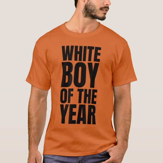 男性・少年向けの「今年の白人少年」  冗談のヴィンテージ Tシャツ (正面)