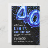 男性 青 40歳誕生日 招待状 (正面)