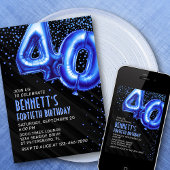 男性 青 40歳誕生日 招待状