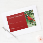 男性(鳥)ショウジョウコウカンチョウとホリーブランチ赤 長方形シール (封筒)