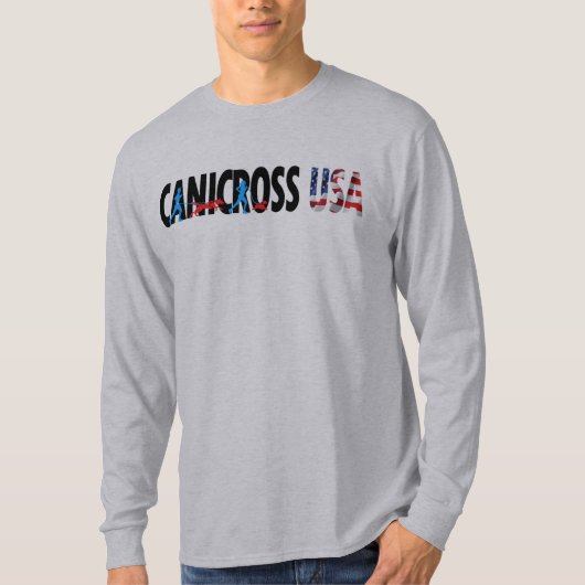 男性Canicross米国の長袖のTシャツ Tシャツ (正面)