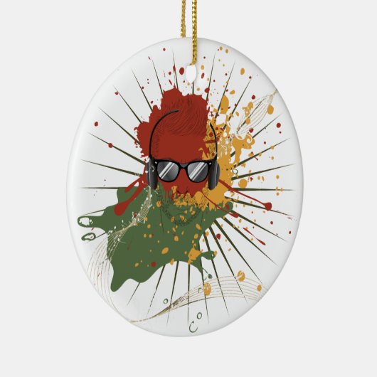 男性Djのイラストレーション セラミックオーナメント (右)