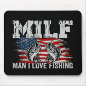男性Iラブ魚釣りマウスパッド マウスパッド (正面)