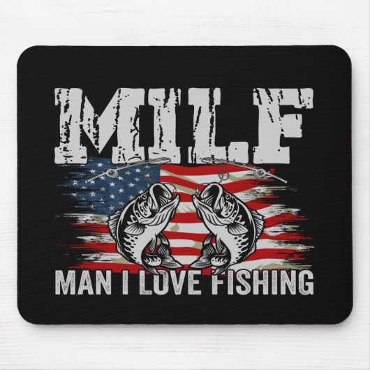 男性Iラブ魚釣りマウスパッド マウスパッド (正面)