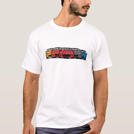 男性Mazda Miataの整列のワイシャツ Tシャツ (正面)