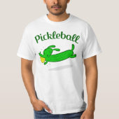 男性Pickleball犬はTシャツをピクルスにします Tシャツ (正面)