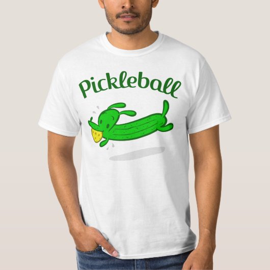 男性Pickleball犬はTシャツをピクルスにします Tシャツ (正面)