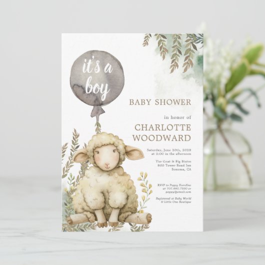 男気球の子羊の赤ちゃんシャワーだ 招待状 (スタンド正面)