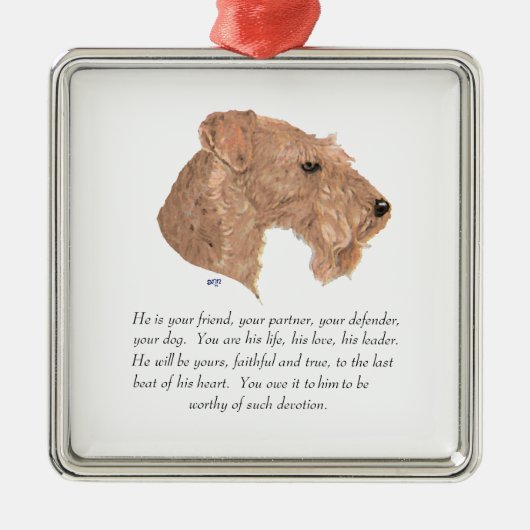 男犬の形見 メタルオーナメント (正面)