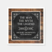 男素朴神話レジェンド50誕生日ブラック スタンダードカクテルナプキン (正面)