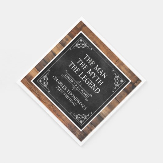 男素朴神話レジェンド75誕生日ブラック スタンダードランチョンナプキン (角)