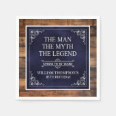 男素朴神話レジェンド85誕生日ネイビーブルー スタンダードカクテルナプキン (正面)