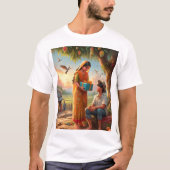 男絵を描と女が木の下に座ること Tシャツ (正面)