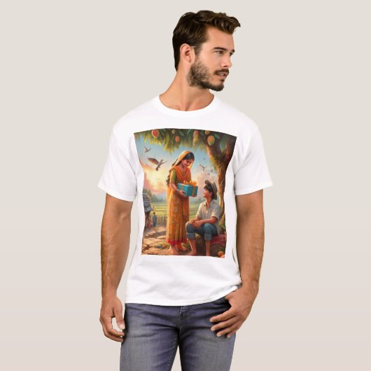 男絵を描と女が木の下に座ること Tシャツ (正面フル)
