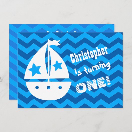 男航海のの子と帆船A01 招待状 (正面/裏面)