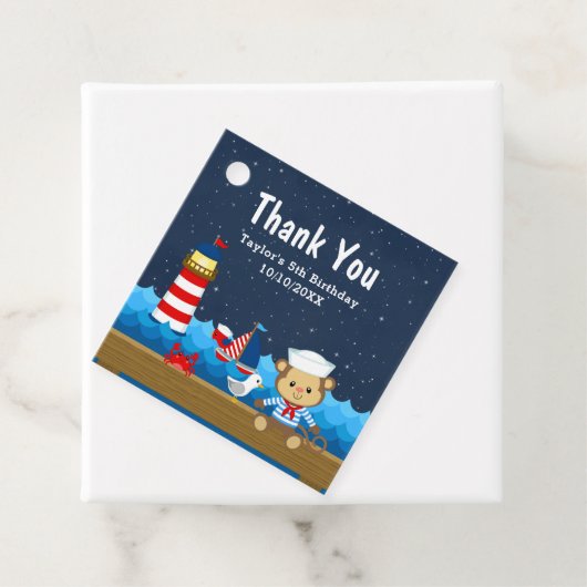 男航海の子モンキーレッド誕生日パーティーありがとう フェイバータグ (インサイチュ)