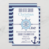 男航海の子1歳パーティの招待状 招待状 (正面/裏面)