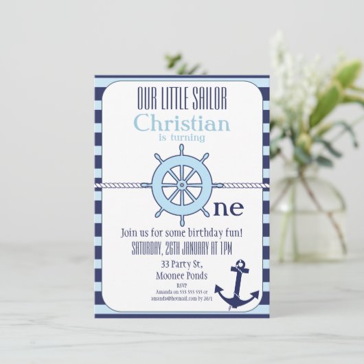 男航海の子1歳パーティの招待状 招待状 (スタンド正面)