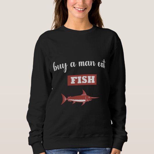 男買の魚のデザイン スウェットシャツ (正面)