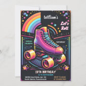 男転がクール子の女の子ローラスケートで滑る13誕生日 招待状 (正面)