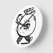 男運金バッグドル記号 ラウンド壁時計 (傾斜)