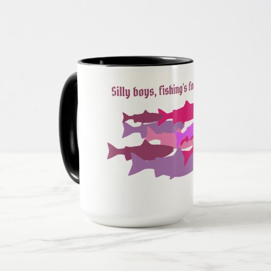 「男間抜けの子たち…」 ピンク迷彩柄マス マグカップ (正面左)