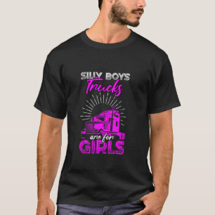 男間抜けの子のトラックは女の子のおもしろいヴィンテージ Tシャツ