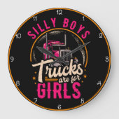男間抜けの子のトラックは女の子のためだ ラージ壁時計 (正面)