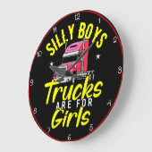 男間抜けの子のトラックは女の子のためだ ラージ壁時計 (傾斜)