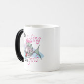 男間抜けの子の魚釣りは女の子の魚釣りTシャツ モーフィングマグカップ (正面左)