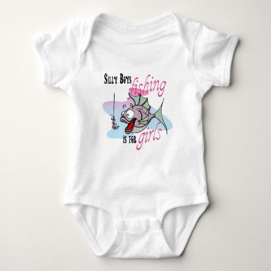 男間抜けの子の魚釣りは女の子の魚釣りTシャツ Tシャツ (正面)