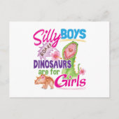 男間抜け子恐竜が女の子のために – かわいい ポストカード (正面)