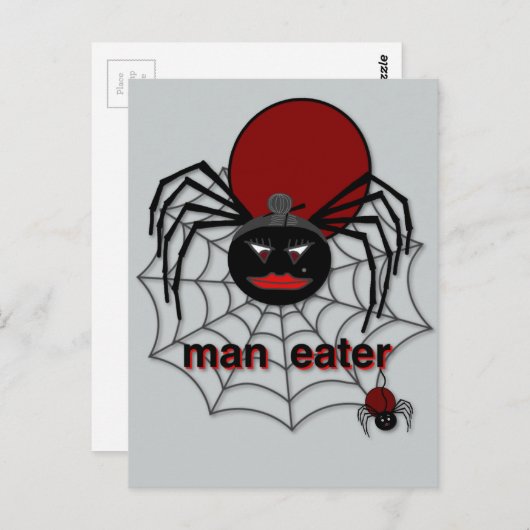 男食べ物のクモ! ポストカード (正面/裏面)