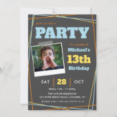 男10代のの子の誕生日、13または任意の年齢、数々のカラー写真 招待状 (正面)