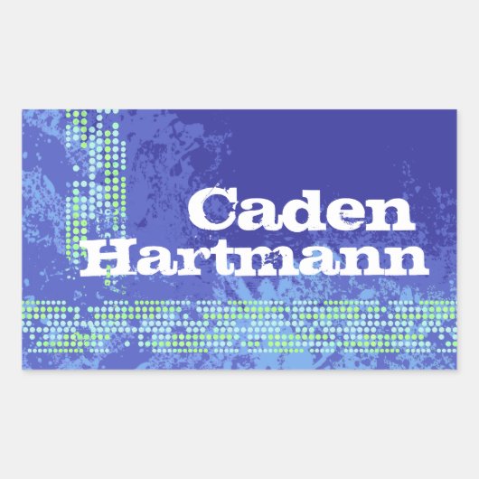 男10代の子スポーツ名ダークブルーidラベル 長方形シール (正面)