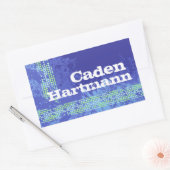 男10代の子スポーツ名ダークブルーidラベル 長方形シール (封筒)