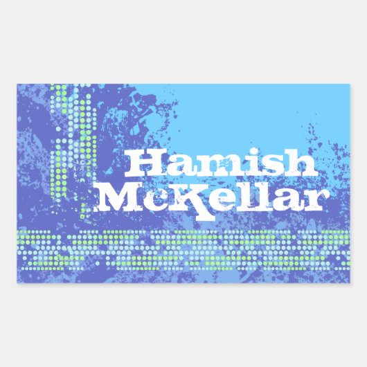 男10代の子スポーツ名ブルーidラベル 長方形シール (正面)