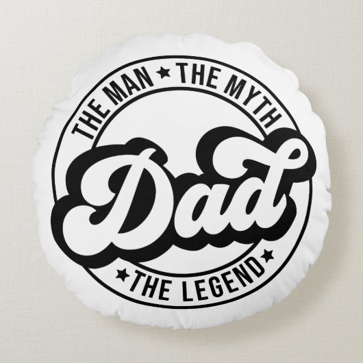 男、神話、伝説、パパ、父親、パパ。 ラウンドクッション (正面)