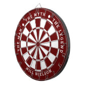 "男、神話、伝説"彼の名前ダークレッド ダーツボード (正面右)