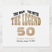 男 神話 伝説 高級 黒 金 50歳の誕生日 スパークリングワインラベル (シングルラベル)